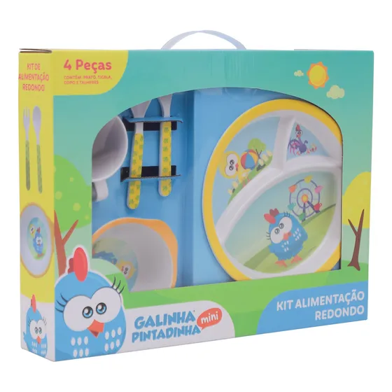 Kit 5pçs Prato C/ Divisórias Copo Talheres Tigela Infantil