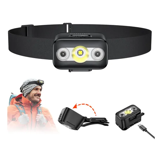 Philips Linterna Frontal Linterna Led Recargable Resistente Al Agua Esencial Para La Pesca Al Aire Libre Larga Duración De La Batería Luz Con Sensor De Movimiento 1200mah Color Negro Sfl-3153 220LM 5W