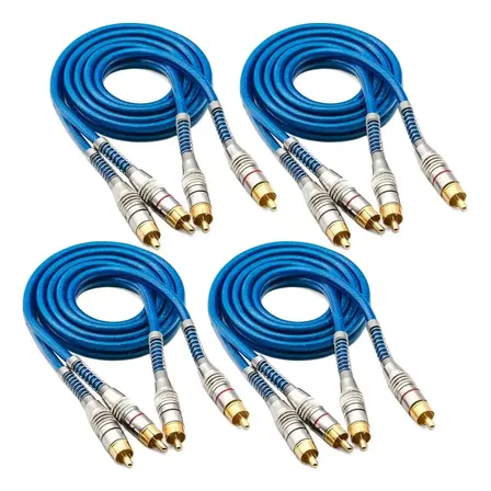 Kit 4 Cabos Rca 1 Metro 1m Blindado Prime 5mm Dupla Blindagem - Besser Store