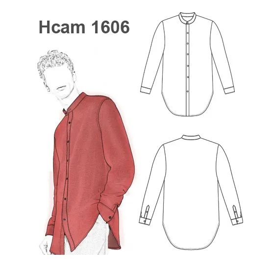 Molde, Patrón Camisa Extra Larga Cuello Mao Hombre