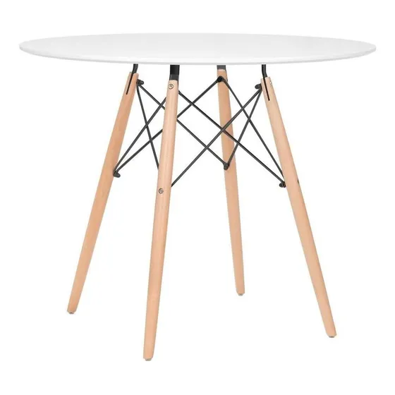 Mesa Jantar Redonda Eames Wood Loft7 Cozinha Mdf 90 Cm Av Cor da tampa Branco