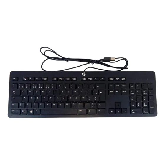 Teclado Hp Slim Abnt2 Com Teclas Baixas Usb Escritorio Casa