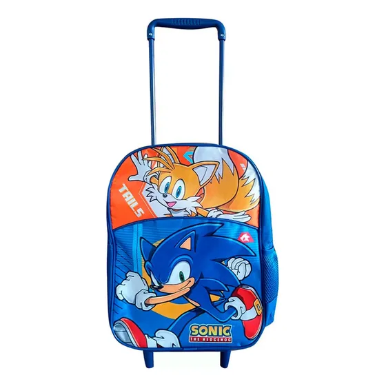 Mochila Sonic Y Tails Con Carro 35 Cm - Vamos A Jugar Color Azul