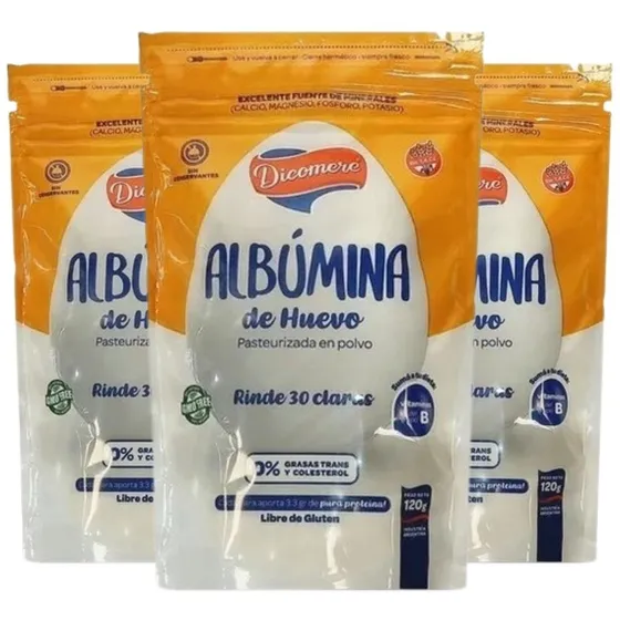 Albumina Huevo En Polvo Dicomere Sin Tacc Proteina 120g X3