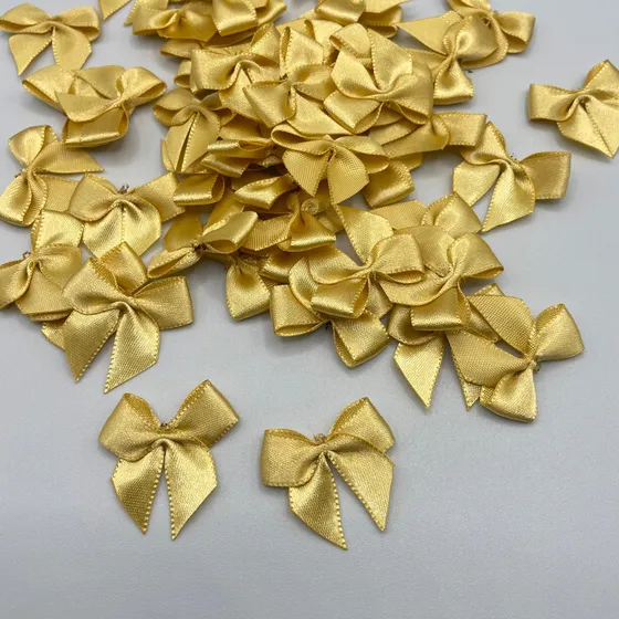 50 Laços/lacinhos Cetim Nº 2 Para Lembrancinhas - Dourado