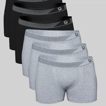 Kit Com 6 Cuecas Boxer Sem Costura Adulto Delrio Preto  Mescla Liso Gg