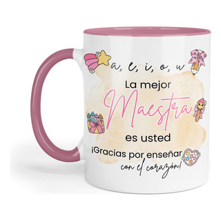 Taza Fondo Rosa Tpm41. La Mejor Maestra Es Usted Taza Fondo Rosa Tpm41. La Mejor Maestra Es Usted