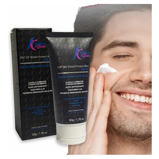 Creme Rosto Homem Hidratante Protetor Combate Flacidez Ruga 