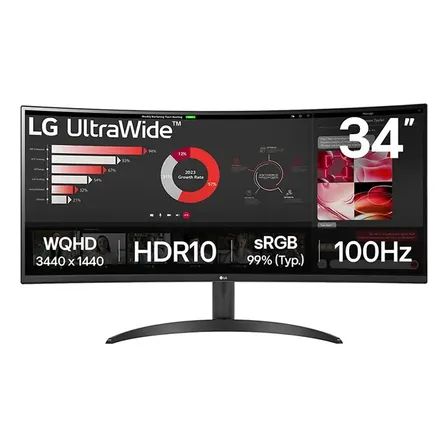 Monitor LG Ultrawide 34 100hz - 34wr50qk-b Preto 127/220v
