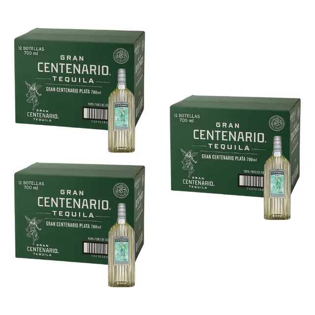 Tequila Centenario Plata 700 Ml (36 Botellas) 3 Packs De 12