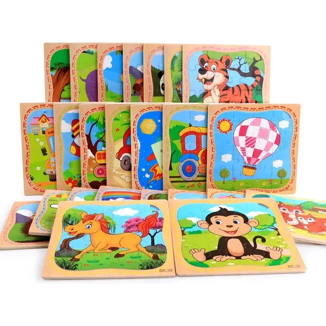 Pack X5 Rompecabezas De Madera 16 Piezas C/u Didáctico