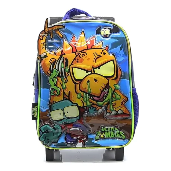 Mochila Escolar Zombie Infection Ultrazombies Con Carro Color Azul Diseño de la tela Liso