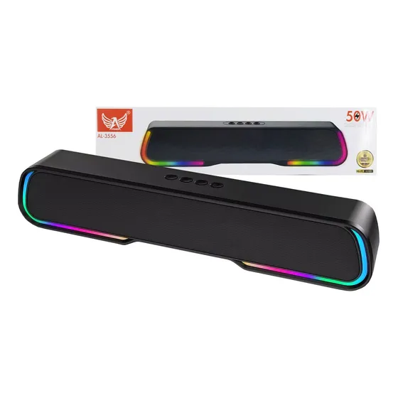 Caixa De Som Gamer Soundbar 50w Bluetooth Led Pc Smart Tv Cor Preto 127/220v