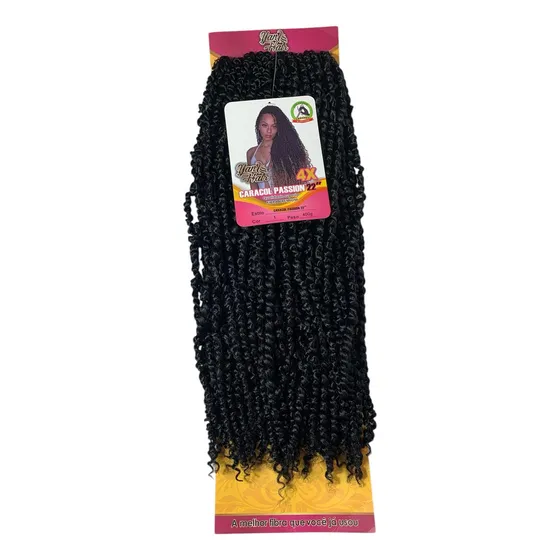 Cabelo Macio Twist Pré-torcido Caracol Passion Yan 70cm Cor Preto Cor-01