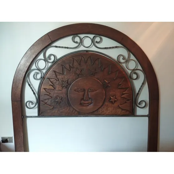 Copete Para Cama Matrimonial Madera Con Hierro Forjado.