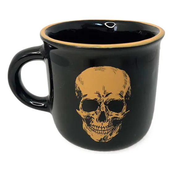 Caneca 3d Retrô 340ml Preta Personalizada Caveira Cerâmica
