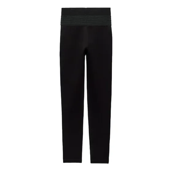 Zara Leggings Corte Alto Negro Dama, Goma Ancha Talla M