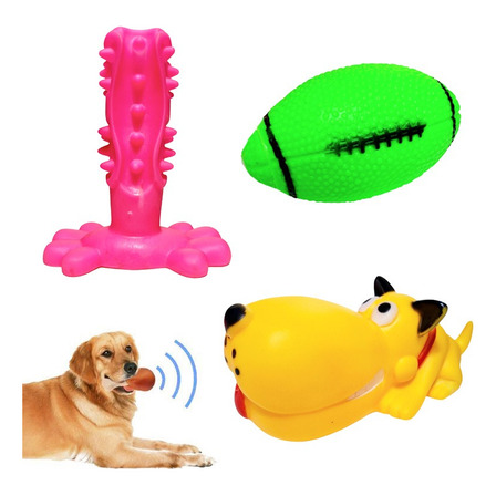 Kit Juguetes Vinil Con Chifle Para Perros Play X3 Kit Juguetes Vinil Con Chifle Para Perros Play X3