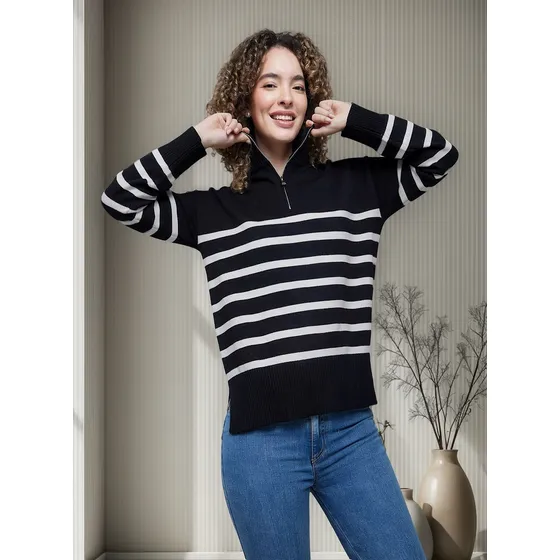 Saco Para Mujer Ostu Cuello Alto Color Negro #40330081