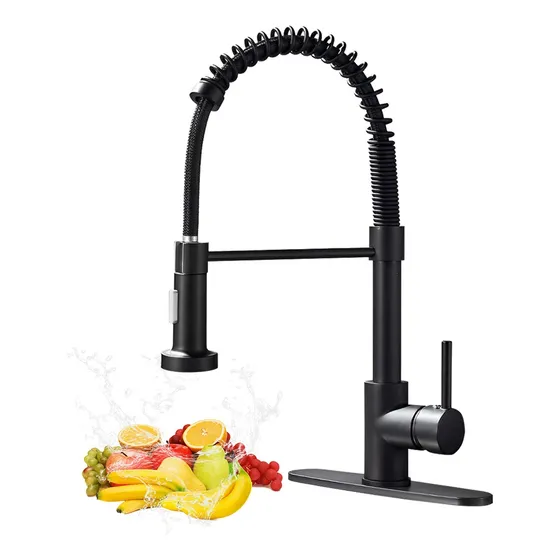 Grifo Monomando Llave Mezcladora Fregadero Cocina Negro