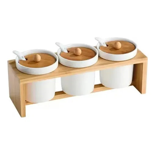 Set X3 Recipientes Condimentero Cocina Contenedores Ceramica