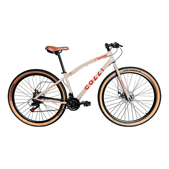 Bicicleta Aro 29 Colli Vancouver 21 Marchas Freio A Disco Cor Bege Retro