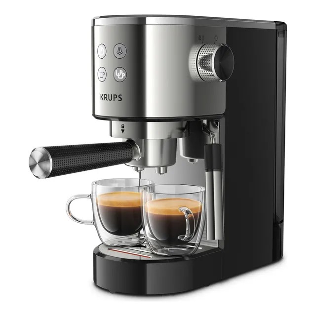 Cafetera Máquina de Espresso Manual Divine, KRUPS, Compacta, boquilla de vapor, capacidad de 1 L, con sistema Thermoblock, moderna y fácil de usar, disfruta de un delicioso sabor a café, XP444C50