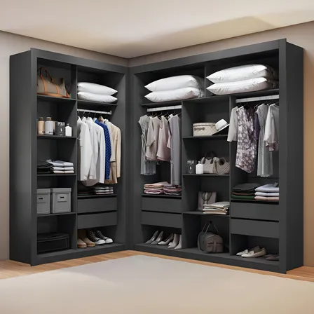 Closet Modulado 6 Gavetas Amoudi Móveis Cor Preto Tx