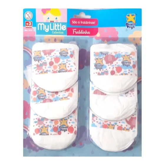 Fralda Para Bonecas My Little Collection Com 6 - Divertoys