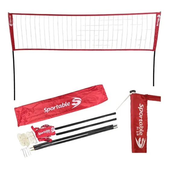 Red De Voley 4 M Con Parante De Pvc 1.80 M + Cintas 8 X 4 M