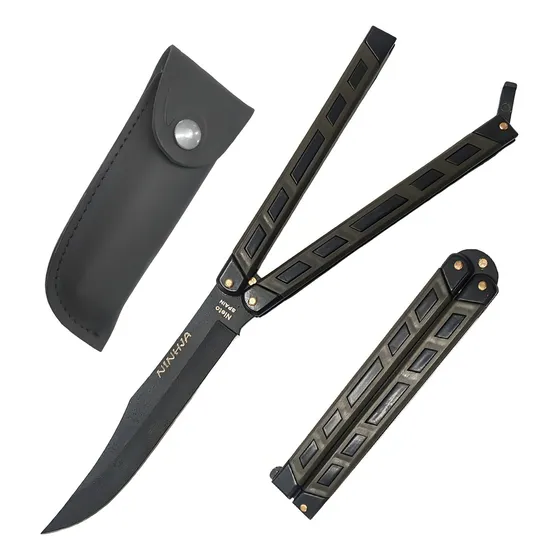 Cuchillo Mariposa Balisong Nieto Ninhja Negro Verde Color Negro/verde