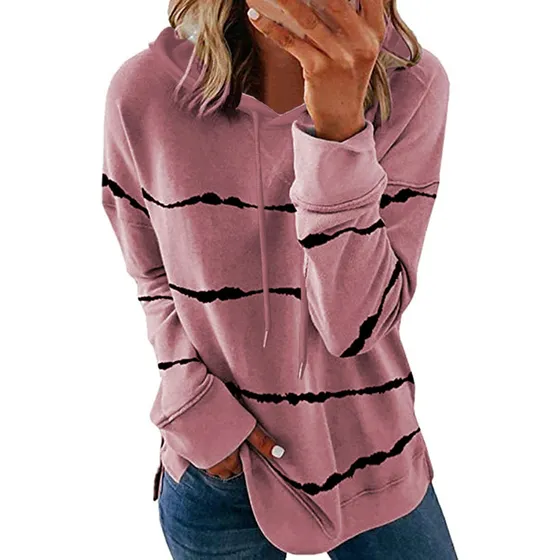 Hotkey Sudadera Capucha Para Mujer Manga Larga Tie Dye Raya