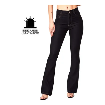 Calça Jeans Feminina Boot Cut Índigo Sawary Índigo Liso 38