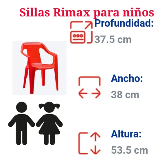 Sillas Rimax Para Niños X 4 Unidades Rojas