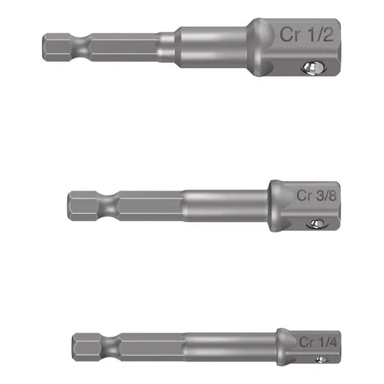 Juego Adaptadores Taladro X 3 Dado 1/4' 3/8' Y 1/2 Truper