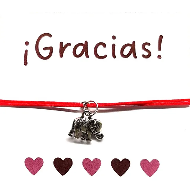 Pulsera Ajustable Hilo Rojo Elefante De La Suerte