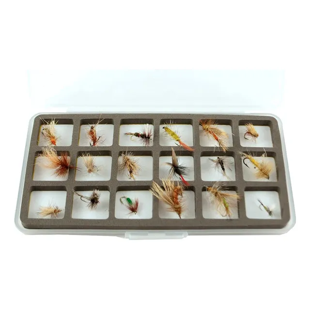 Caja Pesca Mosca Ultra Delgada 18 Compartimento Hielo Funda