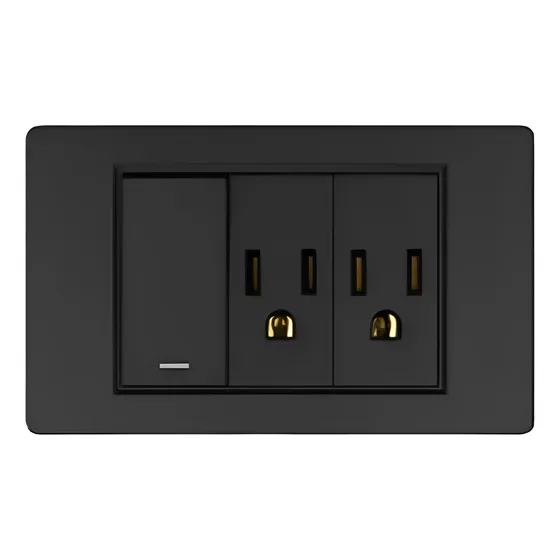 Tomacorriente Doble Con Apagador 110v Y 220v Plastico Ld-866