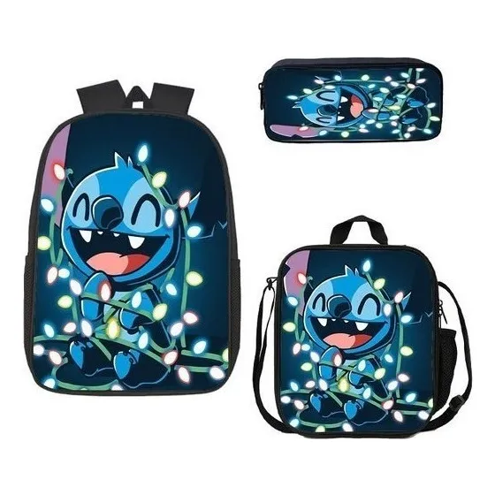Conjunto De Tres Piezas De Mochila Escolar Bolsa De Lápiz 3d