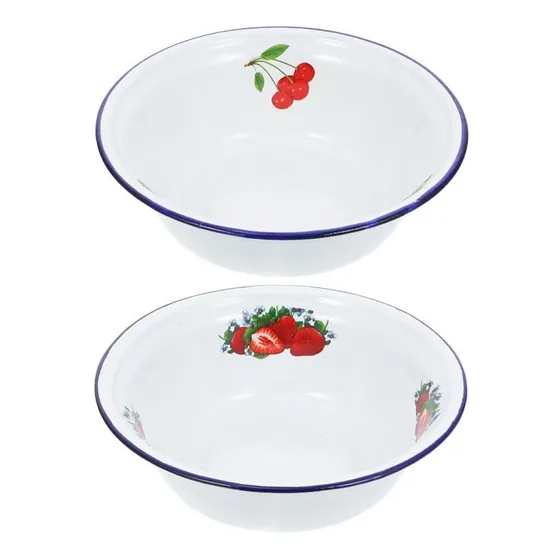 2 Cuenco Para Mezclar Esmaltado Estilo Retro Vintage Redondo