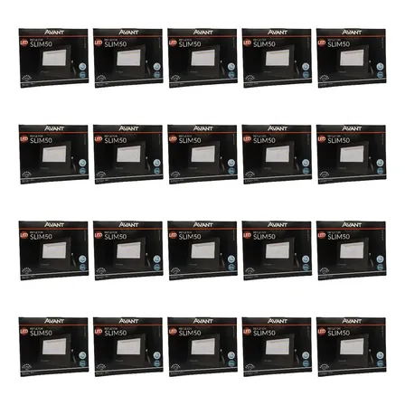 Kit 20 Refletor Led Avant 50w 6500k Branco Frio Bivolt Ip65 Eclipse Black