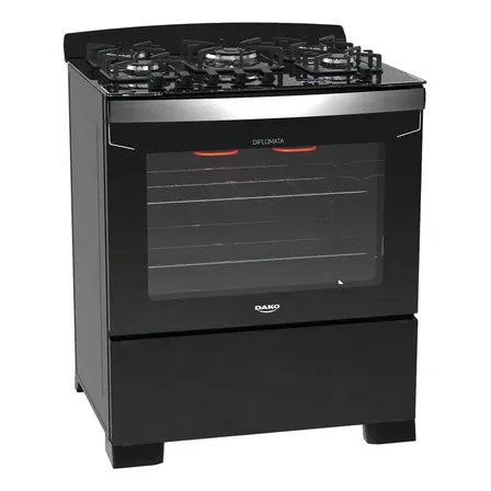 Fogão 5 Bocas Dako Diplomata Grill com Frente em Vidro e Timer Digital Preto Bivolt