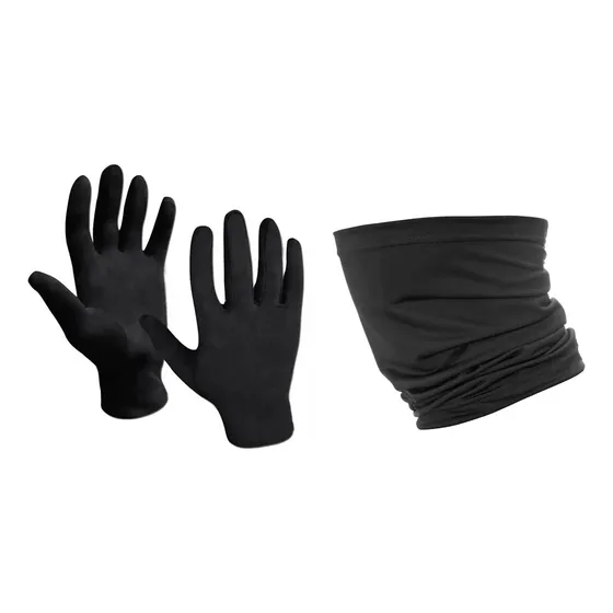 Cuello Multifuncion Guantes Termicos Running Trekking Bici Color Negro - Negro