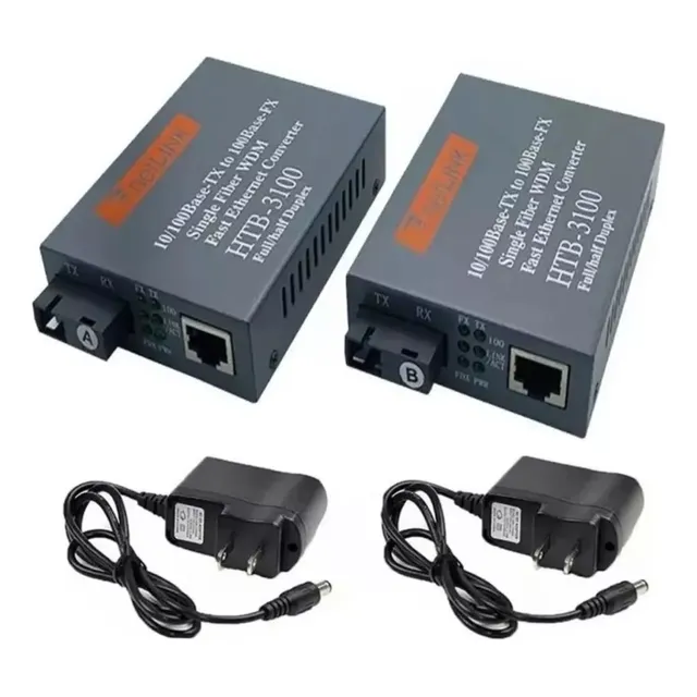 1 Par Convertidores Fibra Óptica Medios 10/100 Ethernet 25km