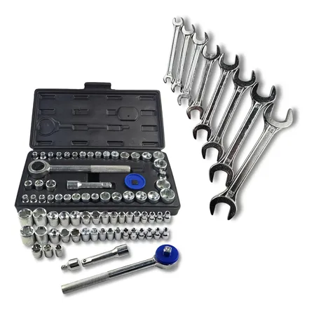 Kit Jogo Completo De Chave Catraca Soquete E Chaves Fixas