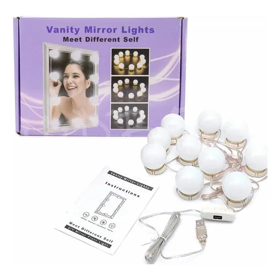  10 Luces Led Espejo Maquillaje Tipo Foco Camarín Usb