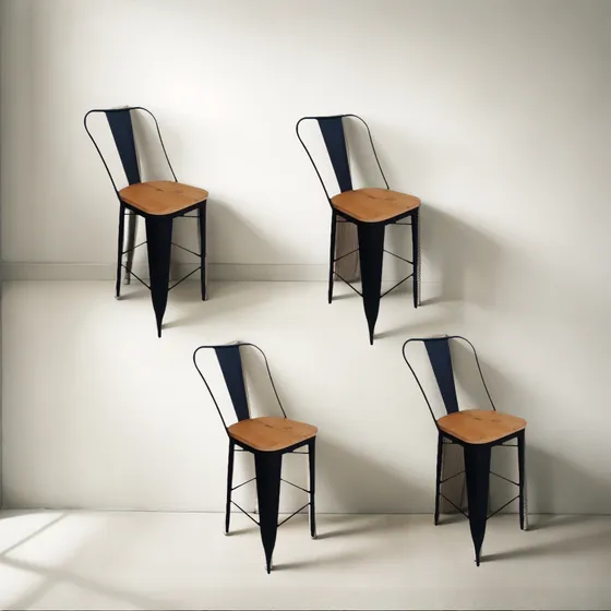 Silla Alta Tolix Made In Cordoba Asiento Madera Pack 4 Unida
