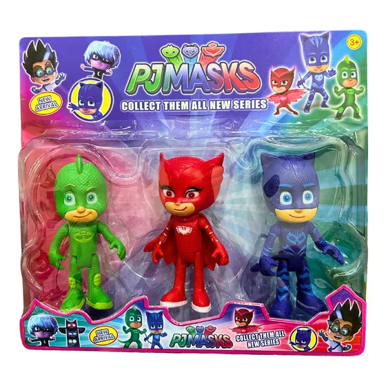 Conjunto 3 Bonecos Pjmasks 15 Cm Heróis Brinquedo Infantil