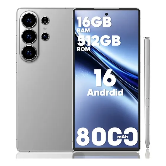 Xgody S26Ultra+ Gris Teléfono Dual Sim 512 GB ROM 16 GB RAM Octa-core Android 16.0 Battery 8000 mah 6.75 pulgadas Full HD Doble Cámara Smartphone