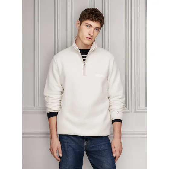 Polerón Cuello Y Con Media Cremallera Blanco Tommy Hilfiger